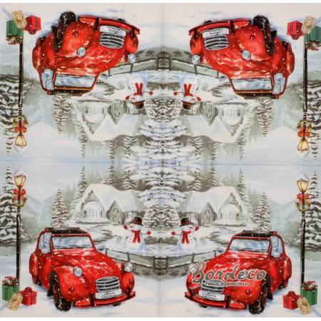 Serwetka decoupage firmy HOLMBLAD auto czerwone 33x33cm